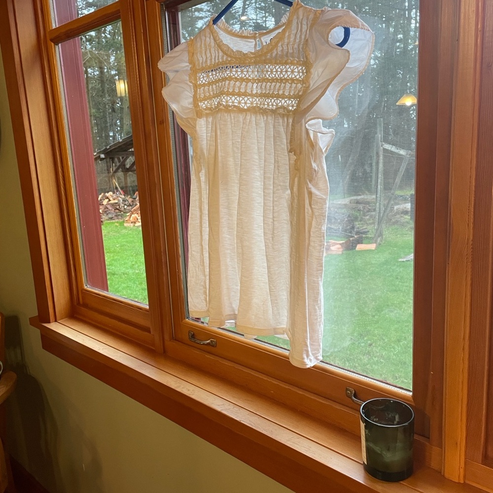 LOFT Cream Ruffled Lace Top